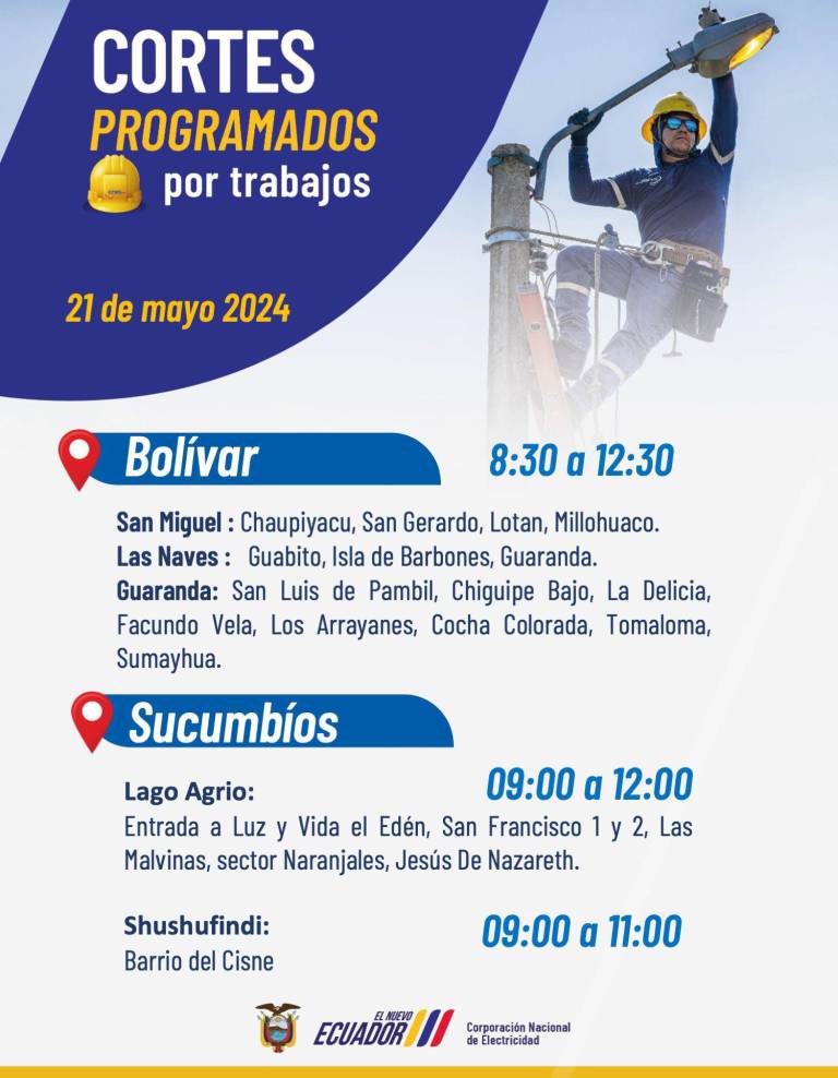 $!Cortes de luz en ocho provincias este martes 21 de mayo: estos son los horarios