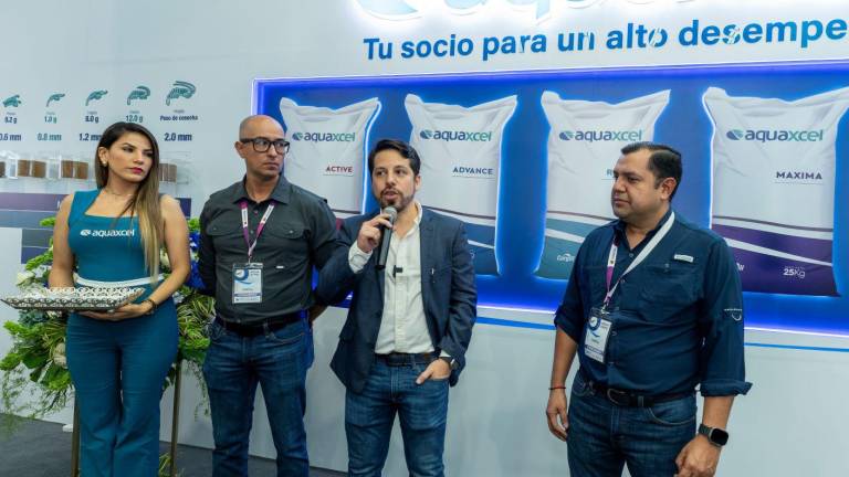 Las cinco nuevas líneas nutricionales de Aquaxcel fueron presentadas durante la AQUAEXPO 2024 de Guayaquil.